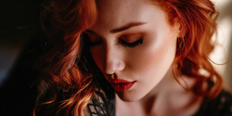 Fototapeta premium Portrait of s young in a dreamy state in a scene filled with natural light