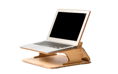 Enhancing Comfort with Bamboo Fiber Laptop Stand on White or PNG Transparent Background