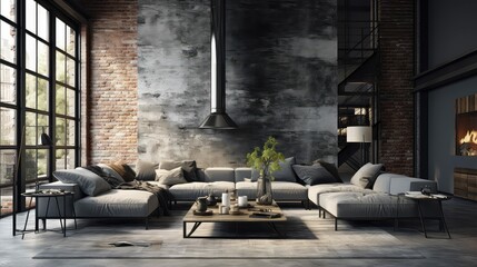 modern gray home background illustration cozy elegant, contemporary stylish, serene sophisticated modern gray home background