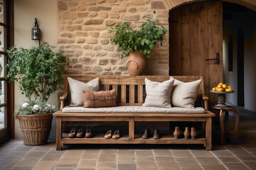 Visualize the rustic elegance of your entrance hall with a farmhouse interior design. 