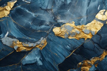 Vivid Blue Marble with Golden Threads