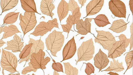 isolated of leaf dry leaves line art pattern wallpaper, light tone, fabric pattern
