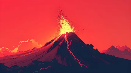 Fotobehang Volcanic Eruption Flat Vector © Chich