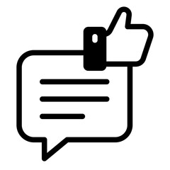 good review, thumb up with speech bubble