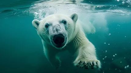 Fotobehang Polar Bear Swimming Underwater - Closeup  © Chich