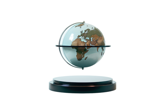 Explore the Impossible with Levitating Globe on White or PNG Transparent Background