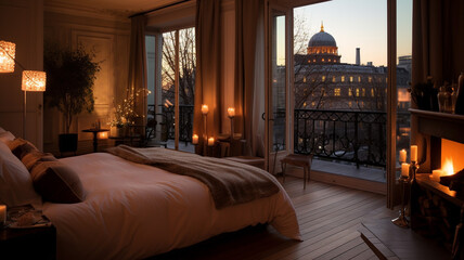 A stylish boutique hotel in Paris with a romantic eve moment