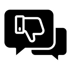 bad review, thumb down with speech bubble