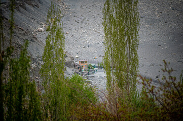 View of Pakistan Village behind India Pakistan Border from Turtuk. Turtuk is the last village of India on the India- Pakistan Border situated in the Nubra Valley region in Ladakh,India