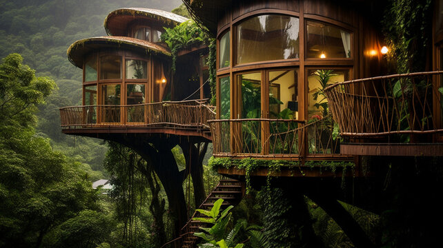 A whimsical treehouse hotel in Costa Rica amidst scenery