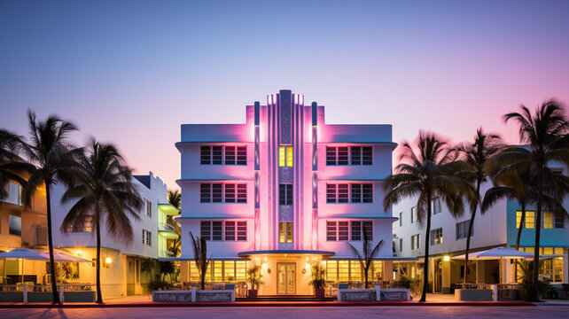 Miami Beach Art Deco Hotel This vibrant hotel showcase isometric
