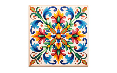 Celebrating Artistry in Hand-Painted Ceramic Tile Displays on White or PNG Transparent Background