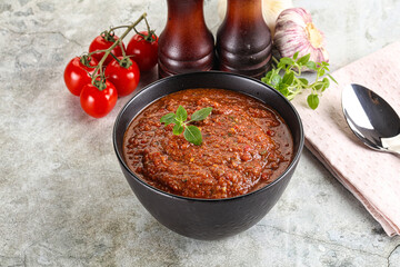 Spanish traditional gazpacho tomato soup