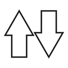 Simple up and down arrows. Upward, downward arrows in black colour. Used in various webs ,templeates etc. Isolated in white background in eps 10.