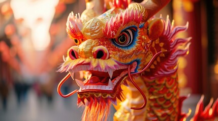 Festive Dragon Delight: Cute Dragon in Chinese New Year Celebration, Year of the Dragon, Lunar New Year Joy, Traditional Lion Dance, Festive Cultural Celebration
