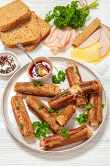 ham and cheese french whole wheat toast roll ups