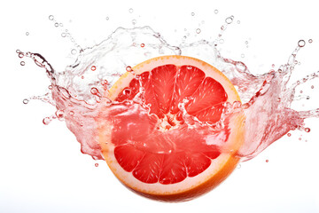 water splash with grapefruit isolated on white background