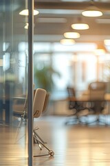 Blurred Modern Business Office Interior. Abstract light bokeh at office interior background.