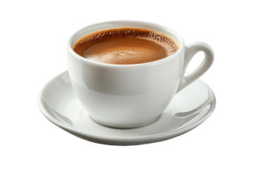 Isolated White Coffee Cup with Saucer and Aroma on transparent Background
