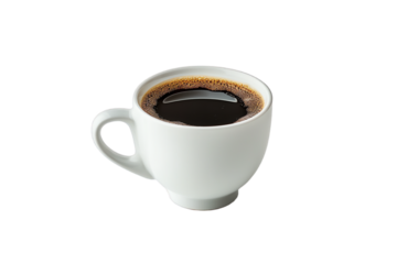 Isolated White Coffee Cup with Saucer, a Hot Espresso Beverage on a Plate in a Café Setting