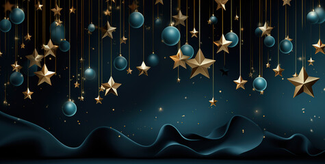 golden stars shine on dark background design