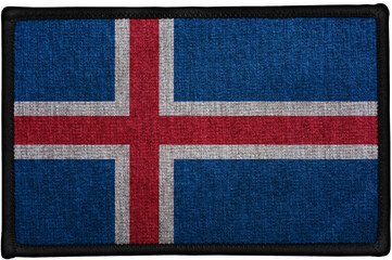 Fototapeta premium embroidered country flag sewn patch of ICELAND