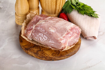 Raw uncooked pork meat loin