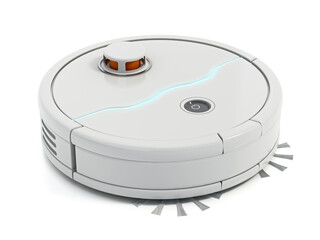 Robot vacuum cleaner isolated on white background. 3D illustration