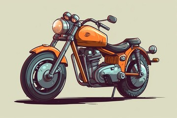 Cartoon motorcycle illustration. Generative AI