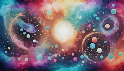 abstract artwork inspired by the serenity of celestial bodies, using cosmic colors and ethereal shapes to evoke a sense of tranquility