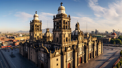 Fototapeta na wymiar Mexico City Spanish Colonial Cathedral A majestic latin cathedral
