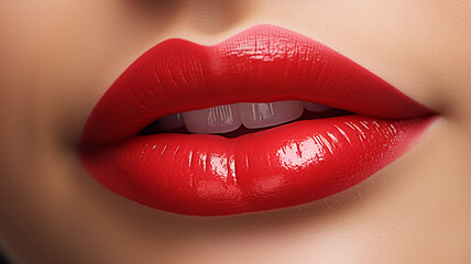 Obraz premium Close-up of beautiful lips for a lipstick advertisement