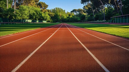 smooth surface running track, Athletics stadium, ready for runners 