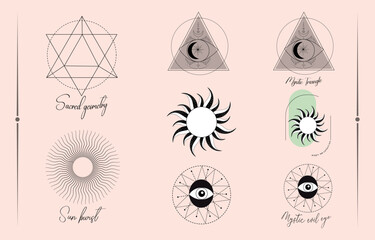 Logo & Branding Bundle Mystic Design Vector Illustration.