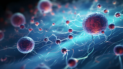 Cell background, virus cells, medical research background