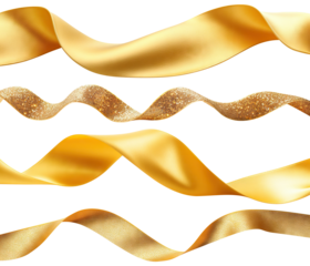 Set of golden ribbons, cut out