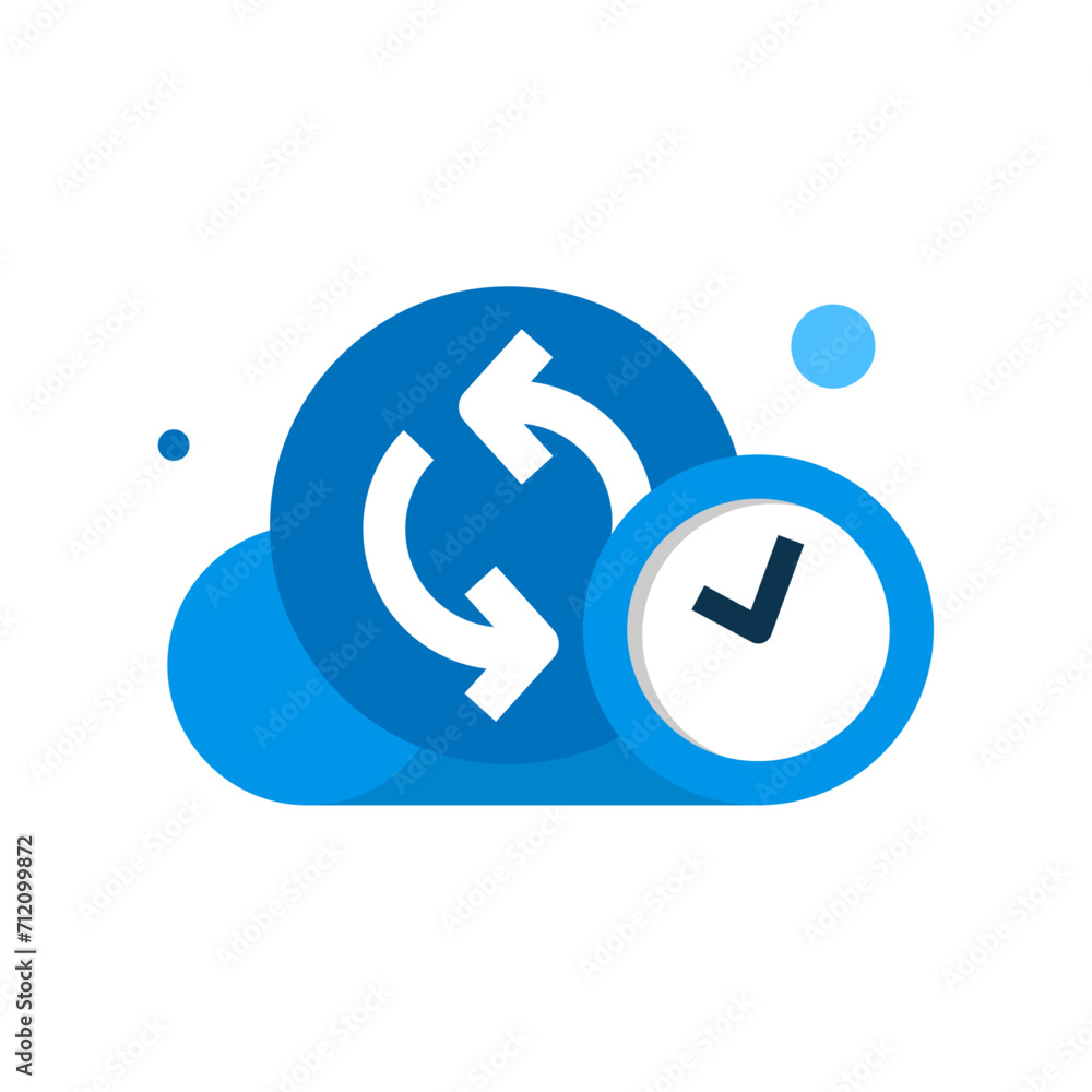 Poster auto backup file to cloud storage, data synchronization every minute or hour concept illustration fl