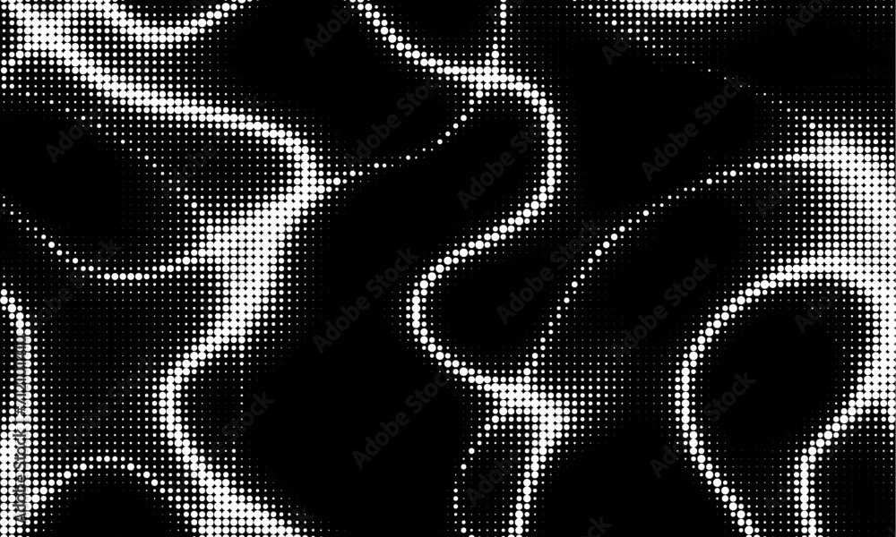 Poster monochrome gradient halftone dots background. vector illustration. abstract grunge dots on black bac