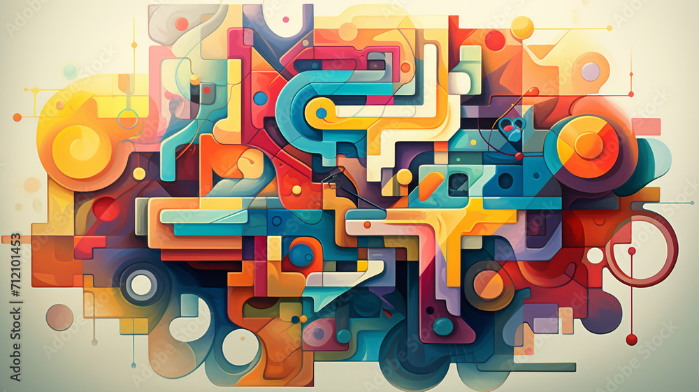 Wall mural geometric abstract puzzle master an abstract geometry design