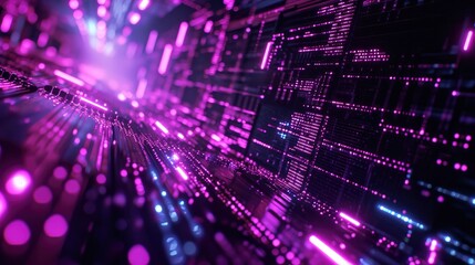 3d render, abstract futuristic ultraviolet background with cyber screen and glowing neon lights