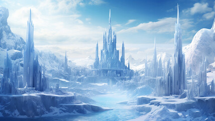 Ice Kingdom Frozen Realm An icy landscape - obrazy, fototapety, plakaty