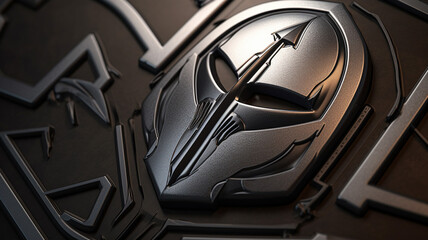 Metallic Emboss Armor Gamer A metallic embossed logo warrior