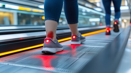 people walking on escalator