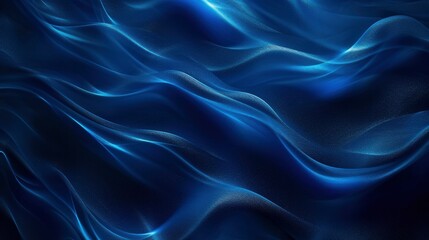 Black dark azure cobalt sapphire blue abstract background. Color gradient. Geometric shape. Wave, wavy curved line. Rough grunge grain noise. Light neon metallic shine shimmer bright. Design