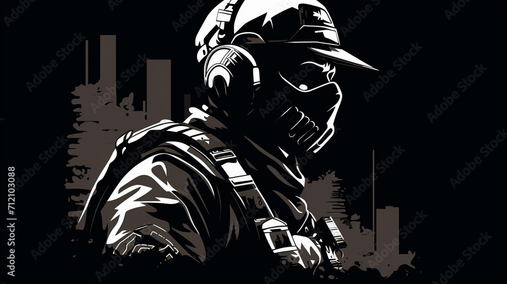 Poster Stencil Art Urban Commando A bold stencil art piece