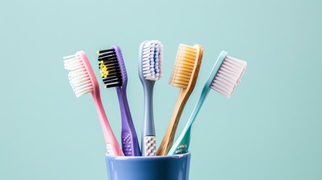 Different toothbrushes in holder