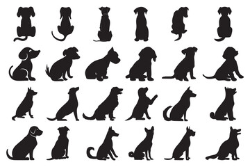 set of black silhouettes of a dog breeds  isolated on a white background, collection, vector EPS	 - obrazy, fototapety, plakaty