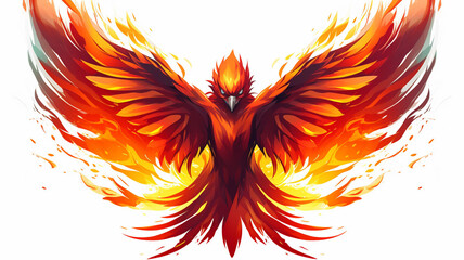 Vector Illustration Fiery Phoenix A sharp angular illustration