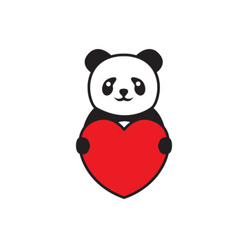 panda love logo design vector image