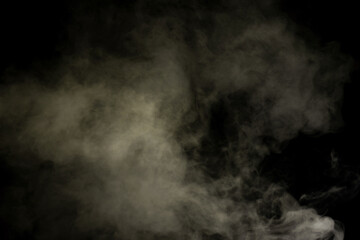 White steam on a black background.
